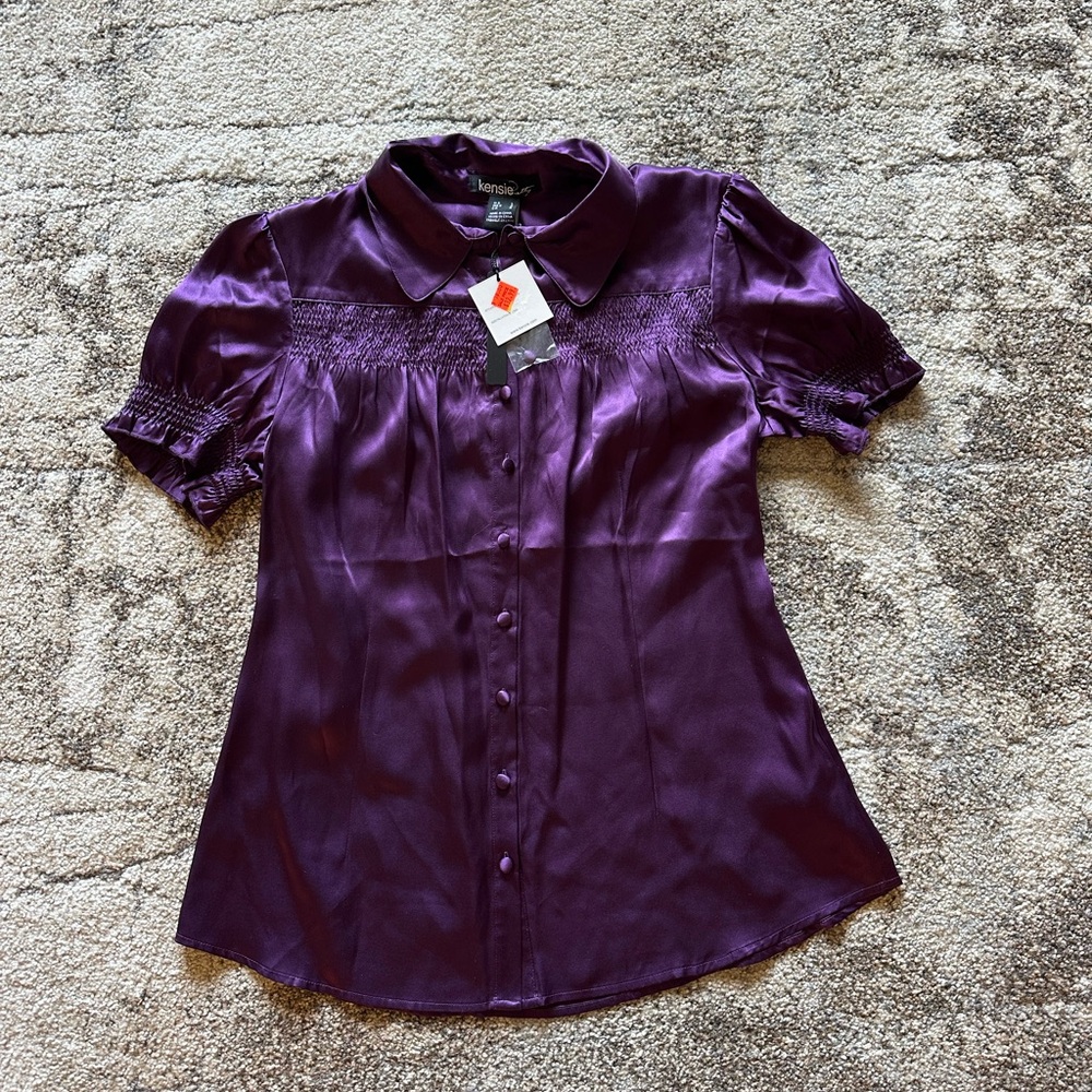 Kenzie Dark Purple Silk Blouse